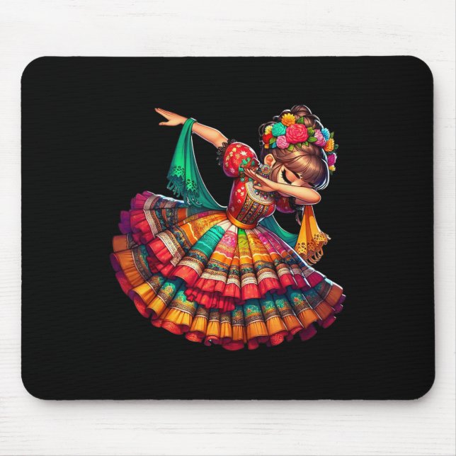 Mousepad Cinco De Mayo Mulher Mexicana Engraçada Dabbing Ci (Frente)