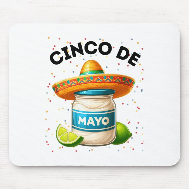 Mousepad Cinco Engraçados De Mayo Mayonnaise Jar Fiesta Men (Frente)