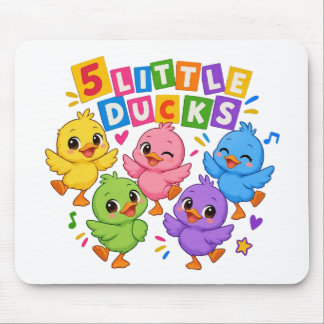 Mousepad Cinco patinhos dançantes coloridos