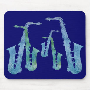 Mousepad Cinco saxofones azuis legal