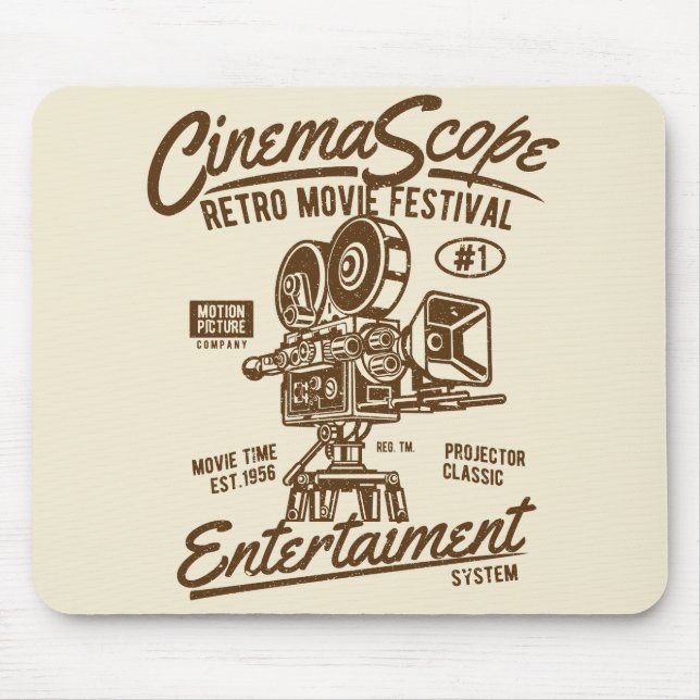 Mousepad Cinema Scope Classic Retro Hollywood Camera Movime (Frente)