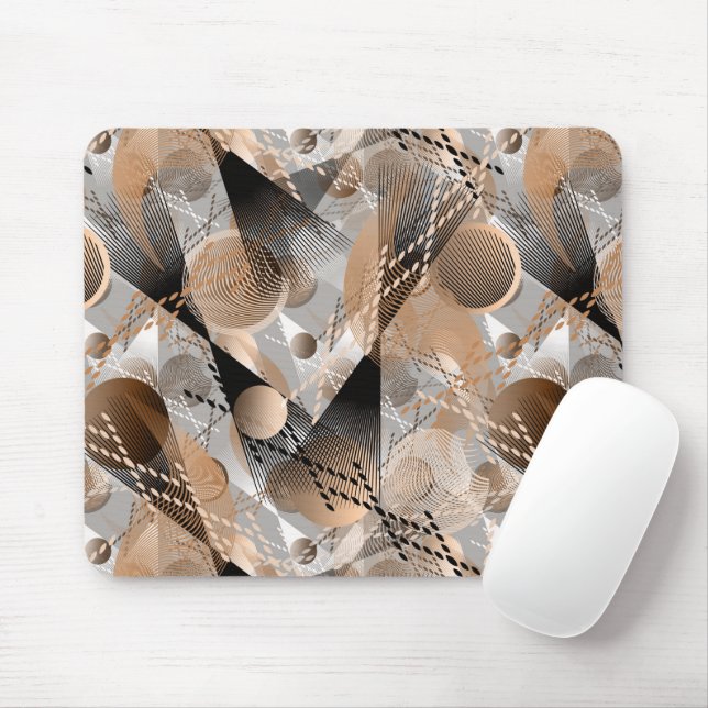 Mousepad Cinza, abstração marrom. (Com mouse)