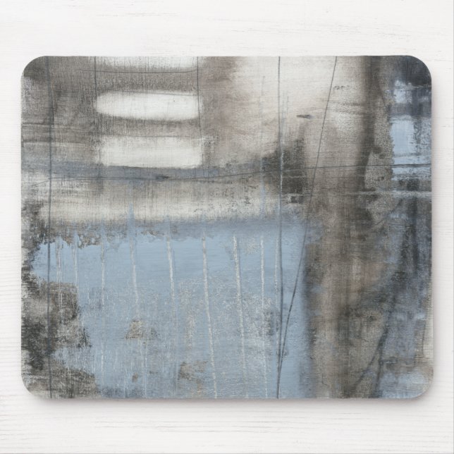Mousepad Cinza abstrato e pintura azul (Frente)