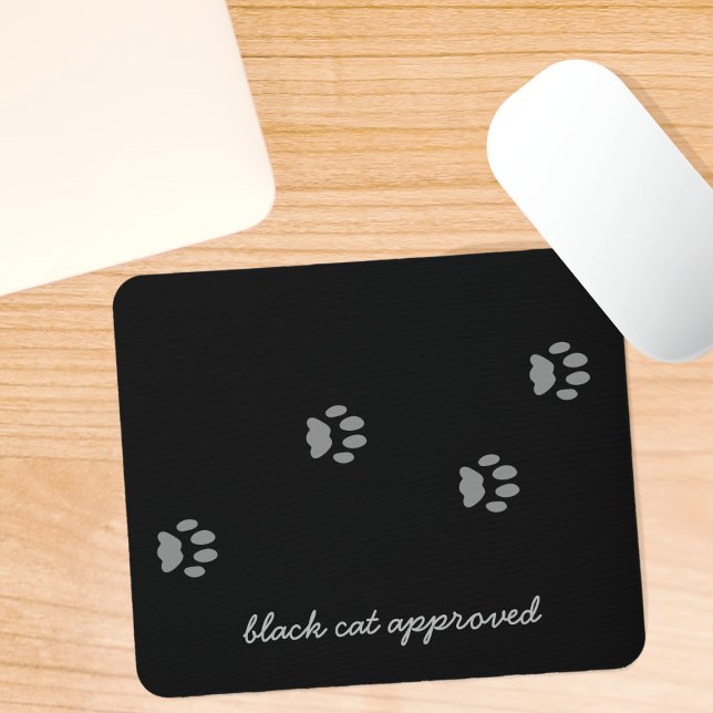 Mousepad Cinza aprovada por gato Imprime o Preto do Mouse (Criador carregado)