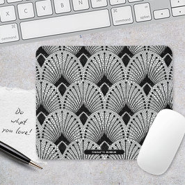 Mousepad Cinza Art Deco Gatsby Style Elegante Peacock Padrã