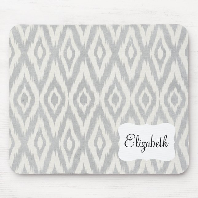Mousepad Cinza Aztec Pastel Watercolor Ikat Soft Geometric (Frente)