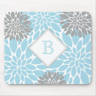 Mousepad Cinza Azul Claro Sangue Moderno Monograma Inicial