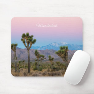 Mousepad Cinza Azul-Cor-de-rosa Joshua Tree Desert Sunrise