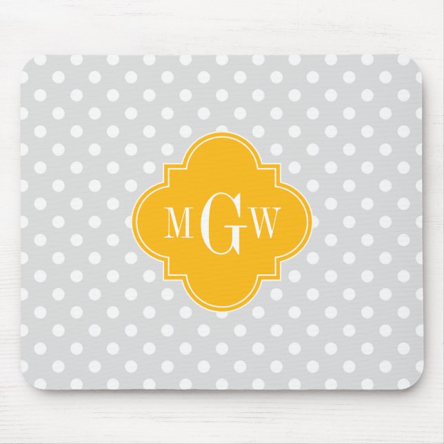 Mousepad Cinza Branco Bolinhas Goldenrod 3 Monograma (Frente)