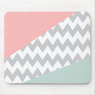 Mousepad Cinza Chevron Mint e Coral