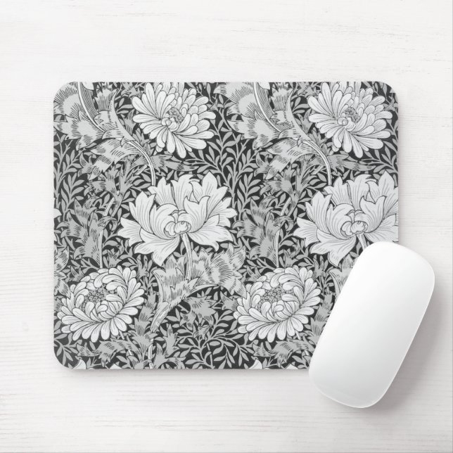 Mousepad Cinza Chrysanthemum, William Morris (Com mouse)