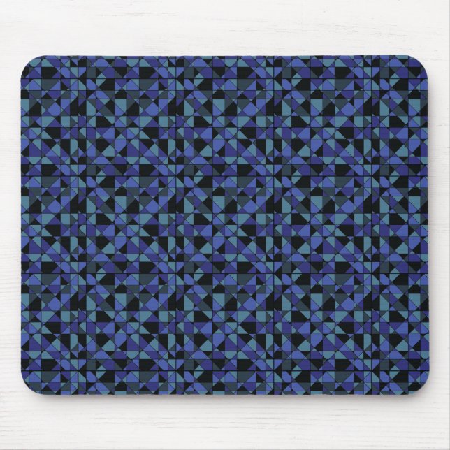 Mousepad Cinza ciana azul geométrica unitária, dourada, pre (Frente)