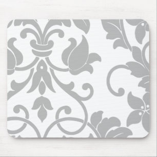 Mousepad Cinza Damask on White