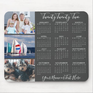 Mousepad cinza de Na moda de Colagem de Fotos do Calendári