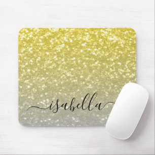 Mousepad Cinza de ouro leve ombre faux sparkles Nome person