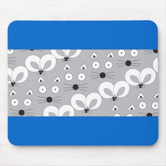 Mousepad Cinza de padrão de Cat & Mouse (Frente)