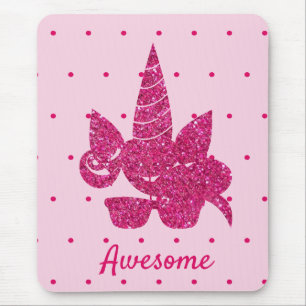 Mousepad Cinza de sol fofo cor-de-rosa-Unicorn