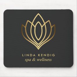 Mousepad Cinza Dourada de logotipo de lotus | Adicione o se