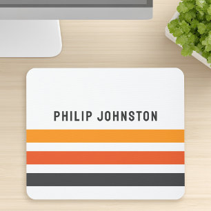 Mousepad Cinza e faixas retrorreflectoras laranja nome pers