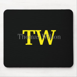 Mousepad Cinza e preto minimalista moderno e monograma masc