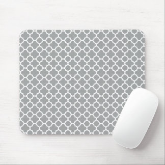 Mousepad Cinza e Quatrefoil Branco