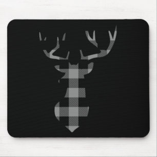 Mousepad Cinza E Xadrez Negra De Búfalo Flannel De Natal De