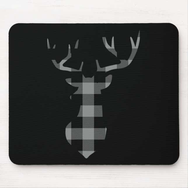 Mousepad Cinza E Xadrez Negra De Búfalo Flannel De Natal De (Frente)