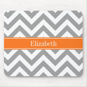 Mousepad Cinza Escura Branco LG Chevron Nome Monograma