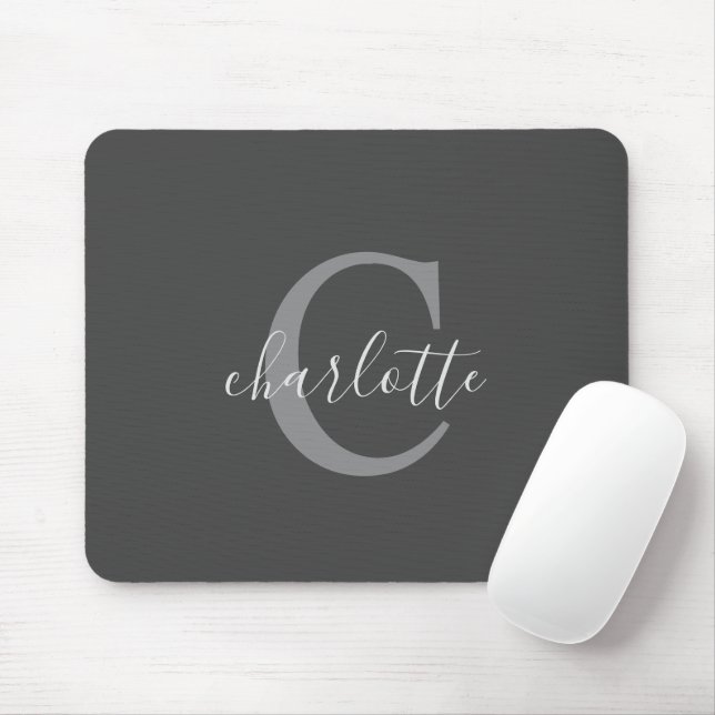 Mousepad Cinza Escura Personalizada Simples (Com mouse)