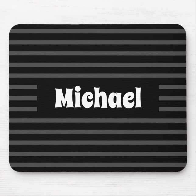 Mousepad Cinza Escura Simples e Nome Personalizado Preto (Frente)