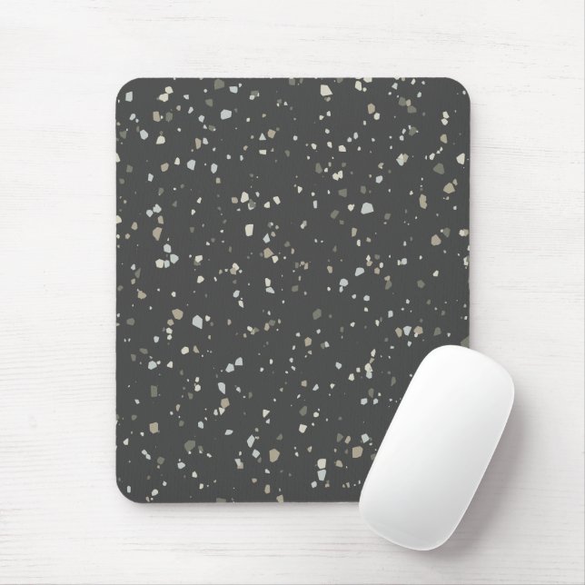 Mousepad Cinza Escura Terrazzo Pattern (Com mouse)