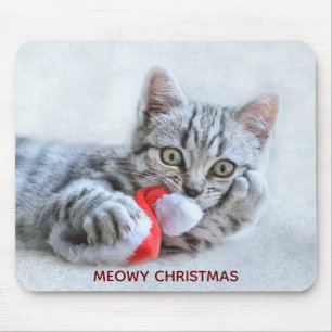Mousepad Cinza Feliz de Natal, de Gato