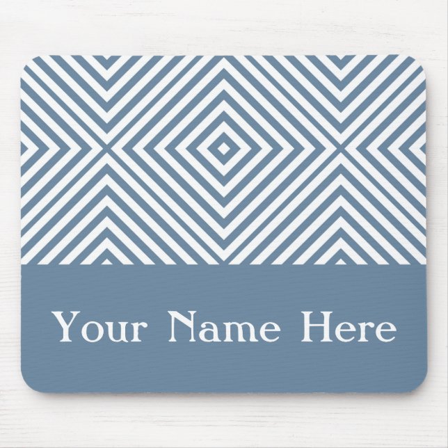 Mousepad Cinza francesa Diamond Chevron com nome personaliz (Frente)