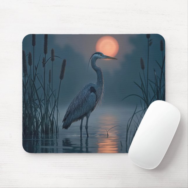 Mousepad Cinza Heron com Lua Rosa (Com mouse)