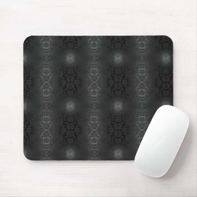 Mousepad Cinza Negra Flores De Prata Flores Elegante (Com mouse)