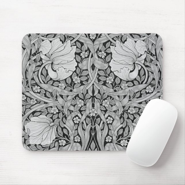 Mousepad Cinza Pimpernel Monotone, William Morris (Com mouse)