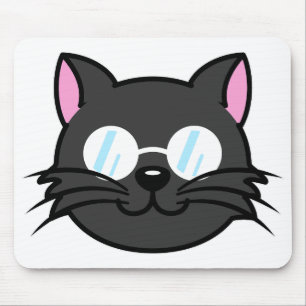 Mousepad Cinza Preta de Gato Negro  Óculos para Vestir Gato