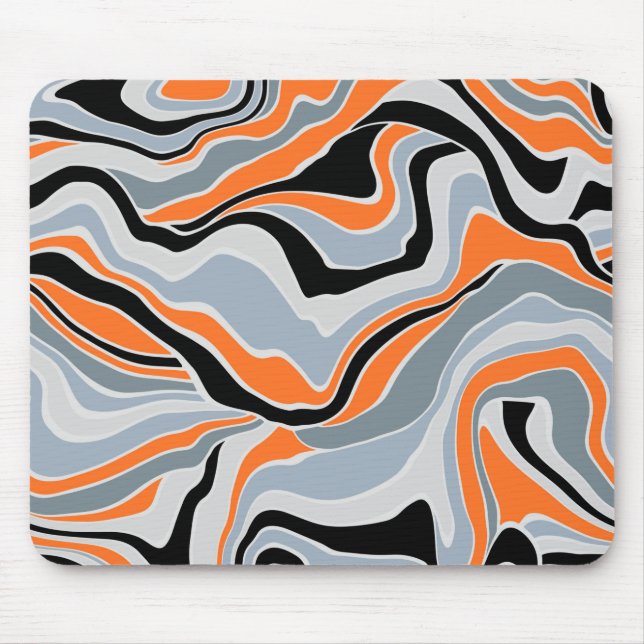 Mousepad Cinza preta e Abstrato de fluido laranja (Frente)