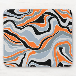 Mousepad Cinza preta e Abstrato de fluidos laranja