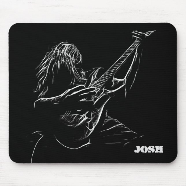 Mousepad Cinza Silhouette Guitarist (Frente)