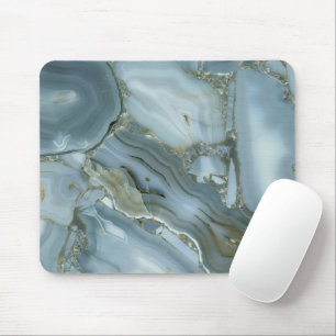 Mousepad Cinza Turquesa Crachada Textura Azul de Mármore V