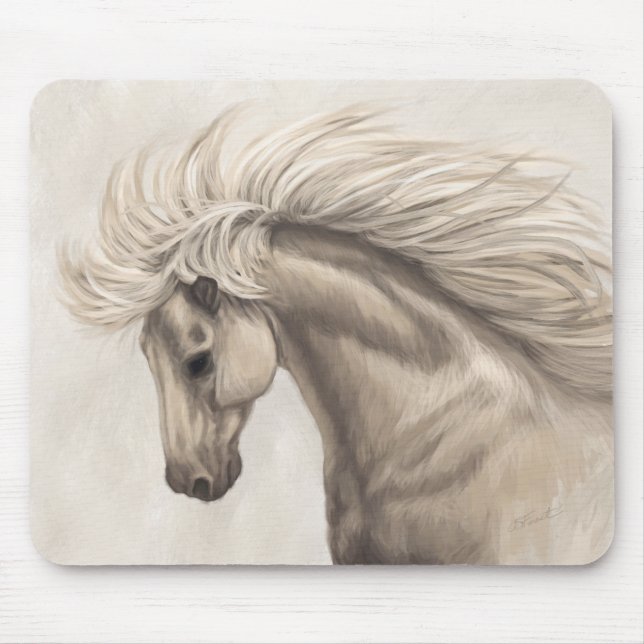 Mousepad Cinza White Ivory Horse Wild Mane (Frente)