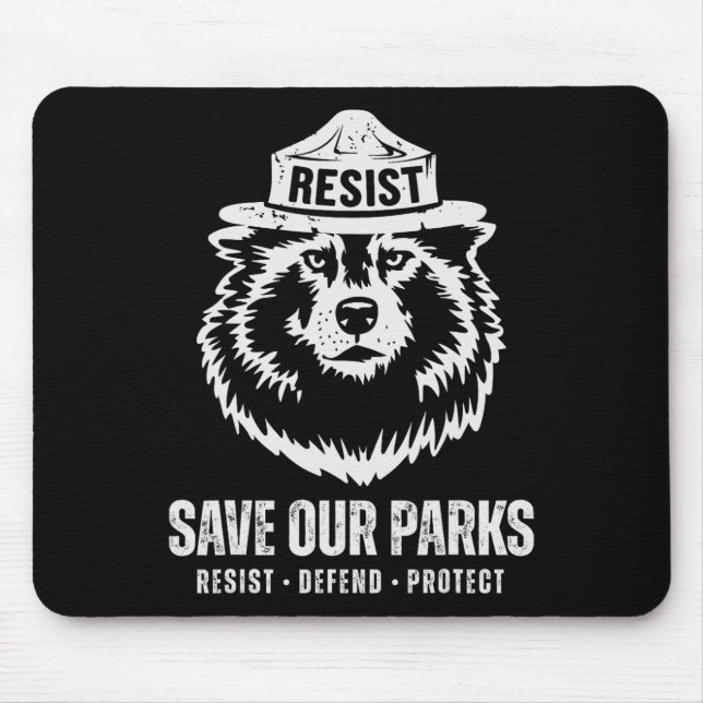 Mousepad Cinza Wolf Bear Resiste Protege Mulheres do Parque (Frente)