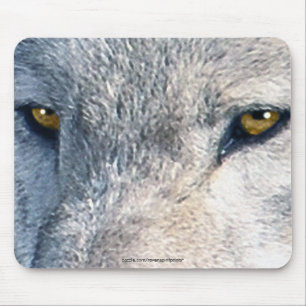 Mousepad Cinza Wolf Eyes Wildlife Art Mousemat