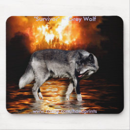 Mousepad Cinza Wolf & Forest Fire