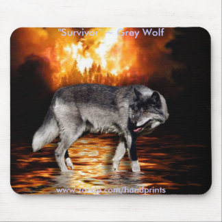 Mousepad Cinza Wolf & Forest Fire
