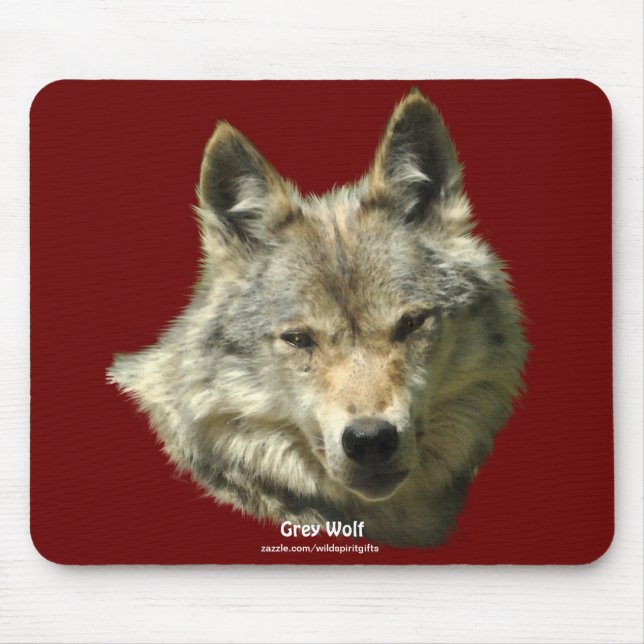 Mousepad Cinza Wolf Wildlife Support Animal Art (Frente)