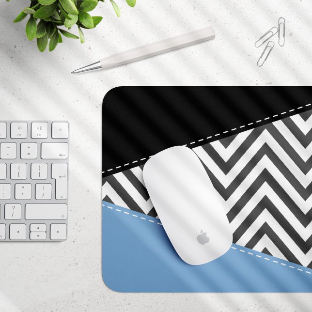 Mousepad Cinza Zigzag, Cinza Chevron, Zigzag Patterno, Azul (Criador carregado)