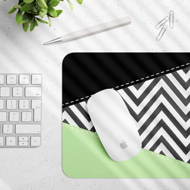 Mousepad Cinza Zigzag, Cinza Chevron, Zigzag Patterno, Casa (Criador carregado)