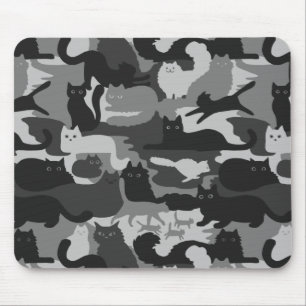 Mousepad Cinzas Camuflagem Gatos Padrão Cinza Kitty Cats C